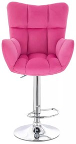 LuxuryForm DESIGN Barové kreslo AURORA VELUR na striebornom tanieri - tmavo ružové
