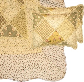 Hnedožltá prikrývka na posteľ a 2x obliečka na vankúš Patchwork - 230*250 cm / 50*70 cm