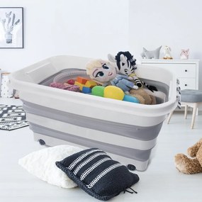 Bielo-sivý plastový úložný box s vekom 54x39x28 cm Kemp – Orion