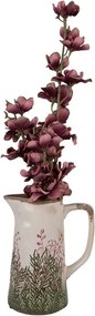 Béžovo-zelený dekoračný džbán s ružovými kvetmi Rustic Flower M - 16*11*20 cm