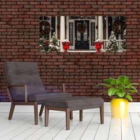Obraz - Vianočne nazdobený dom (120x50 cm)