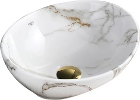 BPS-koupelny Keramické umývadlo na dosku HYD-LO-MAR1-405 40,5x33 cm, biely mramor