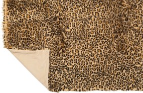 Plyšová deka s leopardím vzorem rezavě hnědá a béžová – 180*130*1 cm