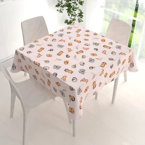 Biante Detský bavlnený štvorcový obrus Sandra SA-533 Austrálske zvieratká na ružovom 80x80 cm