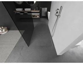 Mexen Kioto, sprchová zástena Walk-In 110 x 200 cm, 8mm šedé sklo, brúsená oceľ profil,  800-110-002-97-40