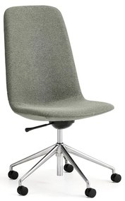 Stolička LANGLEY, stredný sedák, s kolieskami, brúsený hliník/zelenošedá