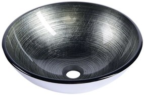 Sapho Sapho, DAMAR sklenené umývadlo na dosku Ø 42 cm, tmavo sivá/strieborná, 2501-20