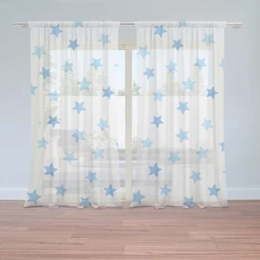 Sablio Záclony Modré hviezdy na bielej: 2ks 150x250cm
