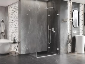 Mexen Lunar-F, 1-krídlový sprchový kút so skladacími dverami, pravý, 100 x 80 cm, 8mm číre sklo, biely profil, 836-100-080-20-00-P