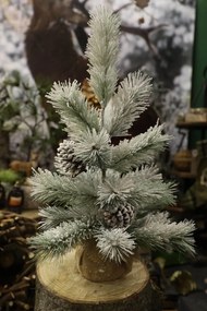 Zasnežený dekoračný vianočný stromček v jute 68cm
