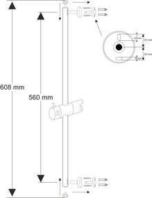 Mereo, Mereo Posuvný držiak sprchy 60 cm, MER-CB910A