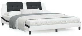 Rám postele s LED svetlami biely a čierny 180x200 cm umelá koža 3214130