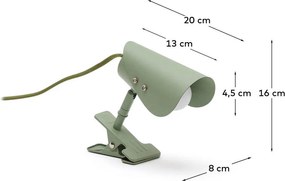 Zelená kovová stolová lampa s klipom (výška 16 cm) Jula – Kave Home