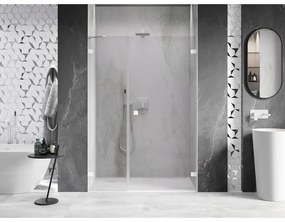 Mexen Lunar-B, pravé otočné sprchové dvere 125 cm, 8mm číre sklo, biely profil, 832S-125-050-20-00-P