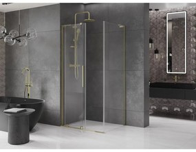 Mexen Velar L, sprchový kút s posuvnými dverami 120 x 85 cm, 8mm číre sklo, zlatá lesklá, 871-120-085-03-50