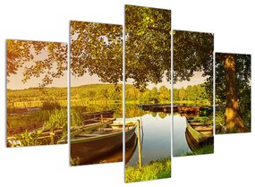 Letný obraz loďky na jazere (150x105 cm)