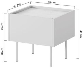 Nočný stolík Desin 45 cm - olivová / dub nagano