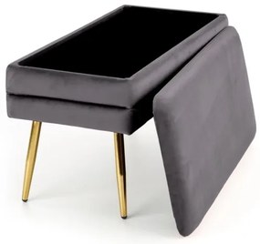 Prešívaná lavica s úložným priestorom VELVA 37x78 cm šedá/zlatá