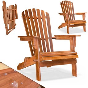 Casaria Záhradné lehátko ADIRONDACK, sklápacie, 69x84x94cm, prírodná hnedá