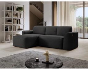 Antracitová rohová pohovka z textílie buklé (ľavý roh/s leňoškou) Ume – ELTAP