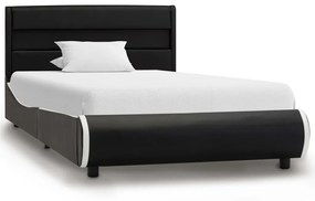 vidaXL Posteľný rám s LED, čierny, umelá koža 90x200 cm