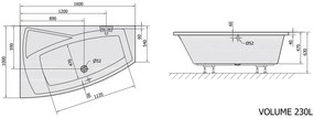 Polysan Polysan, EVIA L asymetrická vaňa 160x100x47cm, biela, 11611