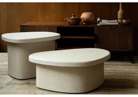 Béžový konferenčný stolík v dekore mramoru 49x74 cm Veda – Dutchbone