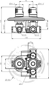 Novaservis Aquamat, vaňová batéria s termostatom pod omietku, na 2 výstupy, chróm 2650R,0
