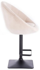 LuxuryForm DESIGN Barová stolička VERA VELUR na čiernej hranatej základni - krémová