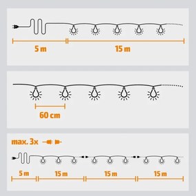 Brilagi - LED Vonkajšia dekoratívna reťaz GIRLANDA 25xE12 20m IP44 studená biela