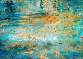 Sklenený obraz modrej abstrakcie (70x50 cm)
