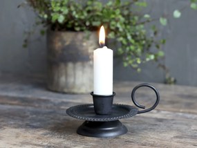 Čierny antik svietnik na úzku sviečku Ferrio - 10*8*5cm
