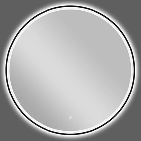 Cerano Vito, LED kúpeľňové zrkadlo, kovový rám, Ø 60 cm, čierna matná, CER-CER-NT8232G60