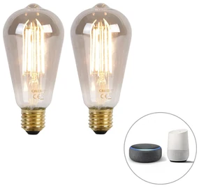 Sada 2 inteligentných LED žiaroviek E27 ST64 dymové 7W 400lm 1800K
