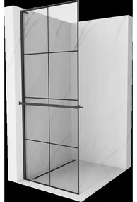 Mexen Kioto+ L sprchová stena s poličkou Walk-in 90 x 200 cm, čierny vzor, čierna - 800-090-123-70-77