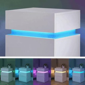 Nočný stolík s LED osvetlením, biely ANT-E1163 WT