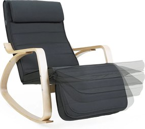 Hojdacie kreslo, relaxačné kreslo, opierka nôh nastaviteľná v 5 stupňoch, šedé