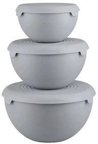 Komplet 3 misiek s poklopom sivé