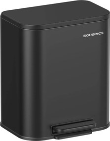 Kuchynský pedálový odpadkový kôš, 20 litrový oceľový kôš, atramentovo čierny