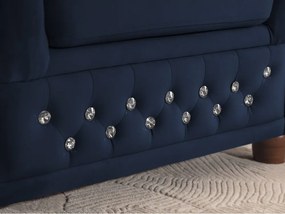 Modrá zamatová rozkladacia rohová pohovka (ľavý roh/do L) York Blik – Ropez