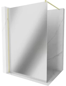 Mexen Kioto, sprchová zástena Walk-In 120 x 200 cm, 8mm sklo vzor zrkadlo, zlatý matný profil, 800-120-101-55-50