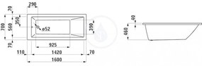 LAUFEN Pro Vaňa, 1600 mm x 700 mm, biela H2339500000001