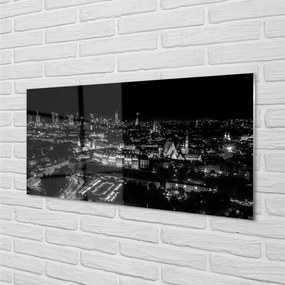 Obraz na akrylátovom skle Nočná panoráma varšavy mrakodrapov 125x50 cm