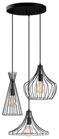 Asir Luster na lanku MEZOPOTAMYA 3xE27/40W/230V čierna AS1753
