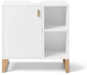 Umývadlová skrinka s dvierkami a poličkou naboku