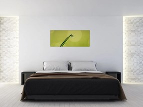 Obraz kvapky vody na tráve (120x50 cm)