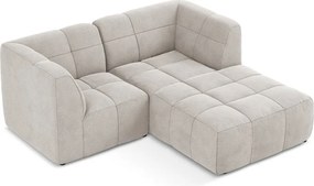 Béžová zamatová rohová pohovka (pravý roh/s leňoškou) Aloha – Makamii