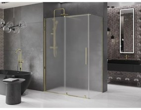 Mexen Velar, sprchový kút s posuvnými dverami 150 x 75 cm, 8mm sklo námraza, zlatá lesklá, 871-150-075-31-50