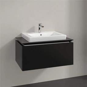 VILLEROY &amp; BOCH Legato závesná skrinka pod umývadlo (umývadlo v strede), 1 zásuvka, 800 x 500 x 380 mm, Black Matt Lacquer, B67800PD