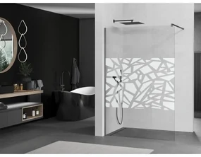 Mexen Kioto, sprchová zástena Walk-In 110 x 200 cm, 8mm číre sklo biely vzor, grafitový profil, 800-110-101-95-85